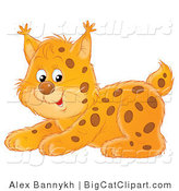 Big Cat Clipart of a Playful Spotted Bob Cat Crouching by Alex Bannykh