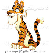 Big Cat Clipart of a Seated Curious Tiger by Yayayoyo