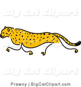 Big Cat Clipart of a Sketched Cheetah Running Left by Prawny