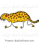 Big Cat Clipart of a Sketched Leopard Walking Left by Prawny