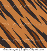Big Cat Clipart of a Tan Brown and Black Tiger Stripes Print Background by AtStockIllustration