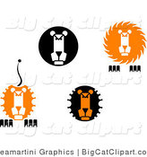 Big Cat Clipart of Lion Faces by Vector Tradition SM