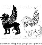 Big Cat Clipart of Winged Lions by Vector Tradition SM
