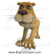 Big Cat Vector Clipart of a 3d Lioness by