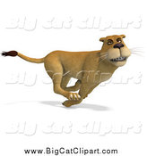 Big Cat Vector Clipart of a 3d Lioness Running by