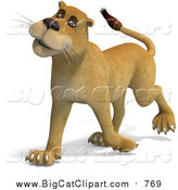 Big Cat Vector Clipart of a 3d Lioness Walking by Ralf61