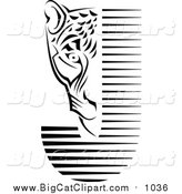 Big Cat Vector Clipart of a Black and White Jaguar Face and Letter J by Vector Tradition SM