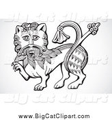 Big Cat Vector Clipart of a Black and White Lion by BestVector