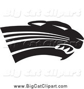 Big Cat Vector Clipart of a Black and White Panther Cougar or Jaguar Head by Johnny Sajem