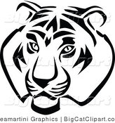 Big Cat Vector Clipart of a Black and White Tiger by Vector Tradition SM