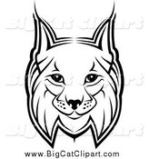 Big Cat Vector Clipart of a Bobcat Face by Vector Tradition SM