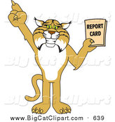 Big Cat Vector Clipart of a Bobcat Holding a Report Card by Mascot Junction