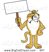 Big Cat Vector Clipart of a Bobcat Holding a Sign by Toons4Biz