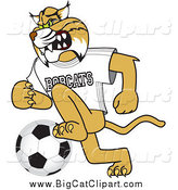 Big Cat Vector Clipart of a Bobcat Playing Soccer by Toons4Biz