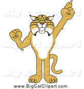 Big Cat Vector Clipart of a Bobcat Pointing up by Mascot Junction