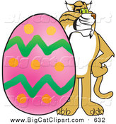 Big Cat Vector Clipart of a Bobcat with an Easter Egg by Mascot Junction