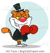 Big Cat Vector Clipart of a Boxer Tiger with Red Gloves by Hit Toon