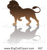 Big Cat Vector Clipart of a Brown Lion Silhouette by Pams Clipart