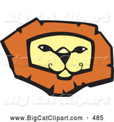 Big Cat Vector Clipart of a Confident Lion Face on White by Xunantunich