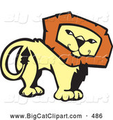 Big Cat Vector Clipart of a Confident Lion Looking Back on White by Xunantunich