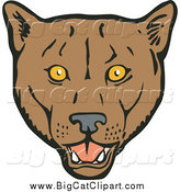 Big Cat Vector Clipart of a Cougar Face by Patrimonio