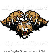 Big Cat Vector Clipart of a Couger Pouncing by Chromaco