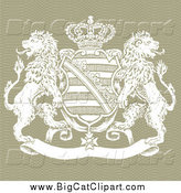 Big Cat Vector Clipart of a Crown Crest Shield and Lions by BestVector