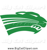 Big Cat Vector Clipart of a Forest Green Panther Cougar or Jaguar Mascot Head in Profile by Johnny Sajem