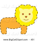 Big Cat Vector Clipart of a Friendly Happy Male Lion with a Brown Dash Outline by Cherie Reve
