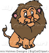 Big Cat Vector Clipart of a Furry Male Lion by Dennis Holmes Designs