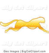 Big Cat Vector Clipart of a Golden Running Cheetah by AtStockIllustration