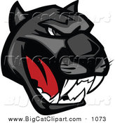 Big Cat Vector Clipart of a Growling Black Panther Head by Vector Tradition SM