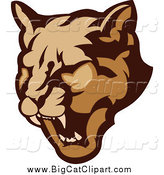 Big Cat Vector Clipart of a Growling Cougar Head by Chromaco