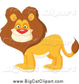 Big Cat Vector Clipart of a Handsome Happy Male Lion with a Thick Mane by Yayayoyo