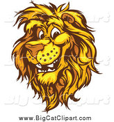 Big Cat Vector Clipart of a Happy Male Lion Head by Chromaco