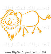 Big Cat Vector Clipart of a Happy Orange Lion Walking Left by Prawny