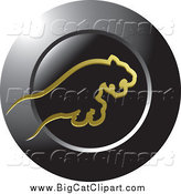 Big Cat Vector Clipart of a Leaping Gold Big Cat over a Black Round Icon by Lal Perera