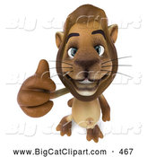 Big Cat Vector Clipart of a Lion Character Giving the Thumbs up While Smiling by