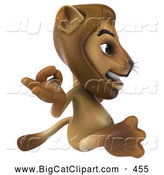 Big Cat Vector Clipart of a Lion Character Meditating and Smiling by