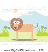 Big Cat Vector Clipart of a Lion near Mountains by Qiun