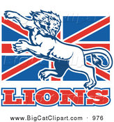 Big Cat Vector Clipart of a Lion on British Flag by Patrimonio