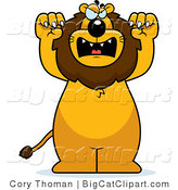 Big Cat Vector Clipart of a Mad Lion Standing Upright by Cory Thoman