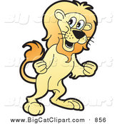 Big Cat Vector Clipart of a Male Lion Ready to Fight by Lal Perera
