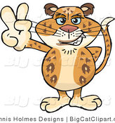 Big Cat Vector Clipart of a Peaceful Spotted Leopard Smiling and Gesturing the Peace Sign by Dennis Holmes Designs
