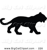 Big Cat Vector Clipart of a Profiled Black Panther Silhouetted and Facing Right by