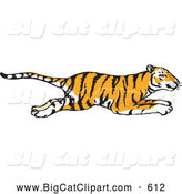 Big Cat Vector Clipart of a Profiled Hasty Running Tiger by Dennis Holmes Designs