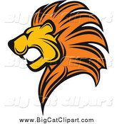 Big Cat Vector Clipart of a Profiled Lion Head by Vector Tradition SM