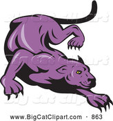 Big Cat Vector Clipart of a Purple Panther Stalking by Patrimonio
