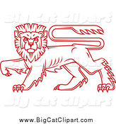 Big Cat Vector Clipart of a Red Heraldic Lion by Vector Tradition SM