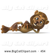 Big Cat Vector Clipart of a Relaxing Lion Character Resting on His Side by Julos
